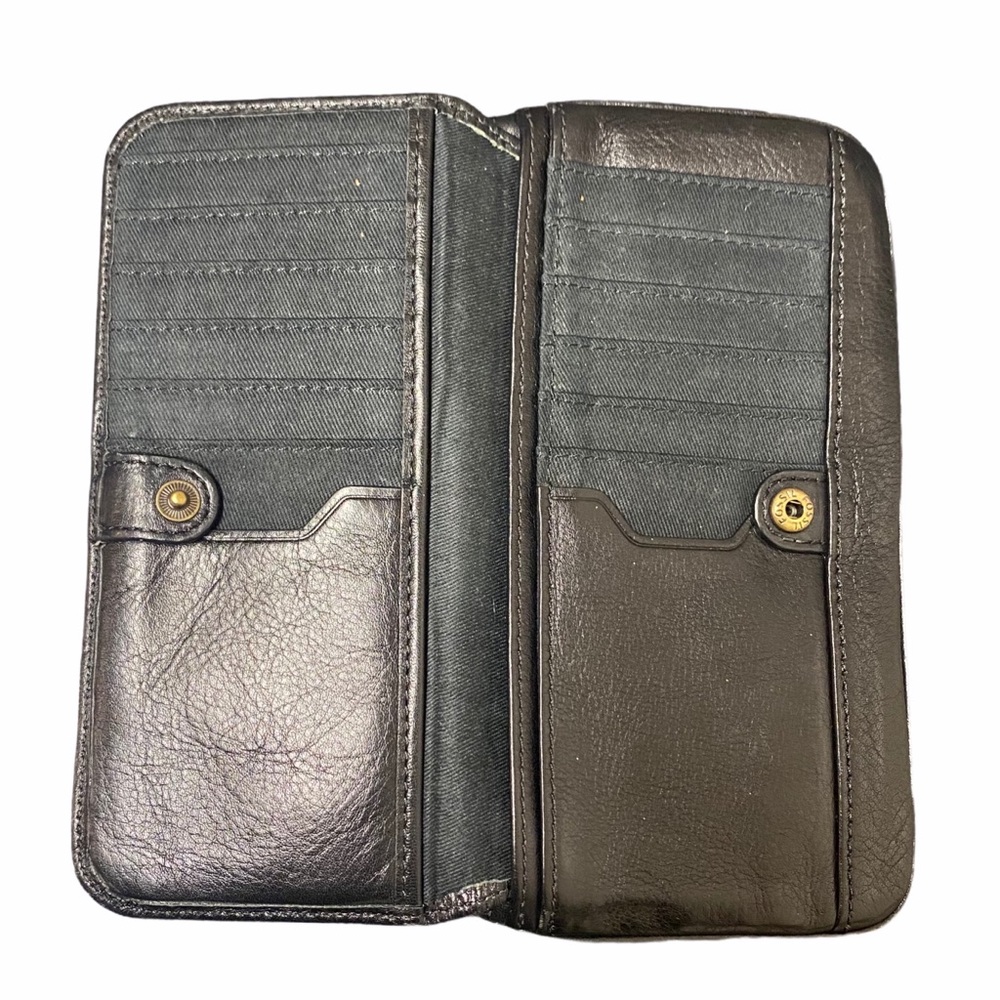 Fossil Leather Wallet Coin Clutch in Black 13 slot - Picture 2 of 10